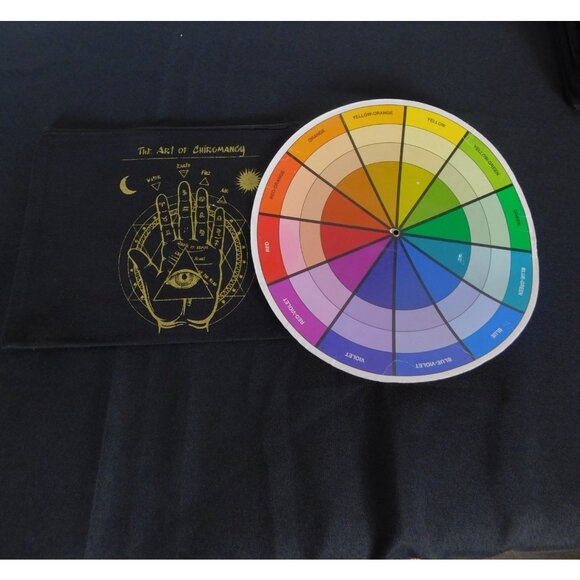 Black Canvas Zipper Pouch With The Art Of Chiromancy Design - Picture 8 of 8